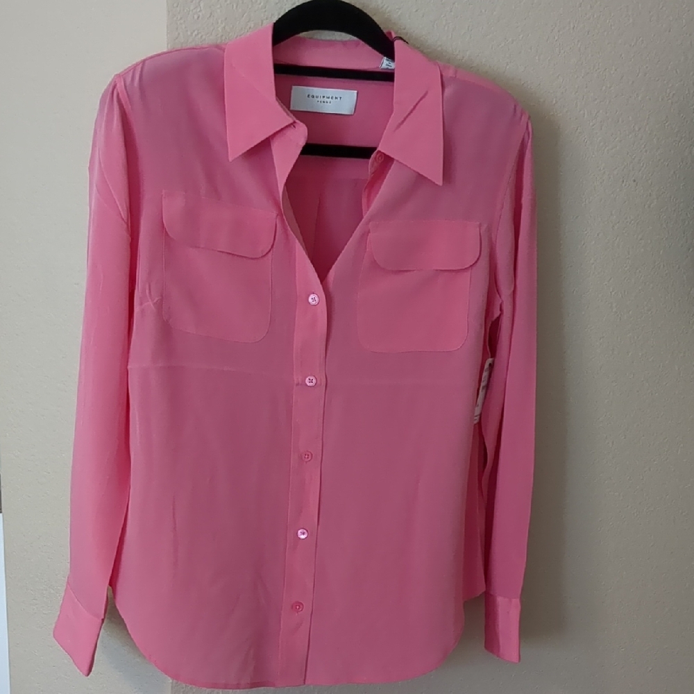 Equipment Vibrant Pink Long Sleeve Shirt